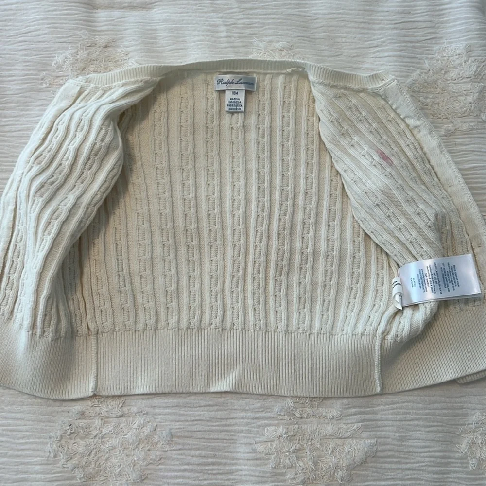 Ralph Lauren Cream Cable Knit Kids Cardigan